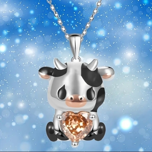 unbranded Jewelry - Woman's Sweet cow with a yellow stone necklace